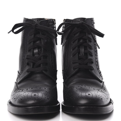 Gucci Calfskin Womens Queercore Brogue Wingtip Boots 38.5 Black 3 of 10