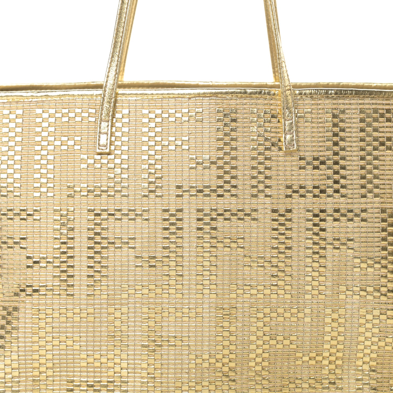 Fendi Canvas Metallic Calfskin Woven FF Roll Tote Gold 8 of 16