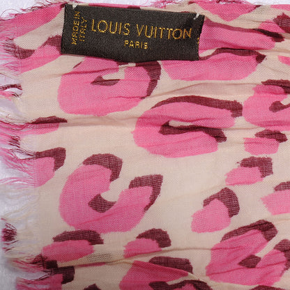 Louis Vuitton Cotton Leopard Pareo Blanc Corail 6 of 7