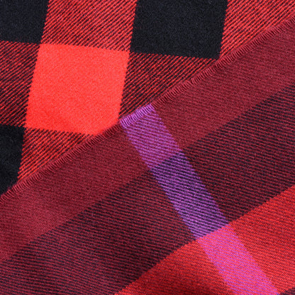 Burberry Wool Cashmere Giant Exploded Check Fringe Scarf Claret 3 of 5