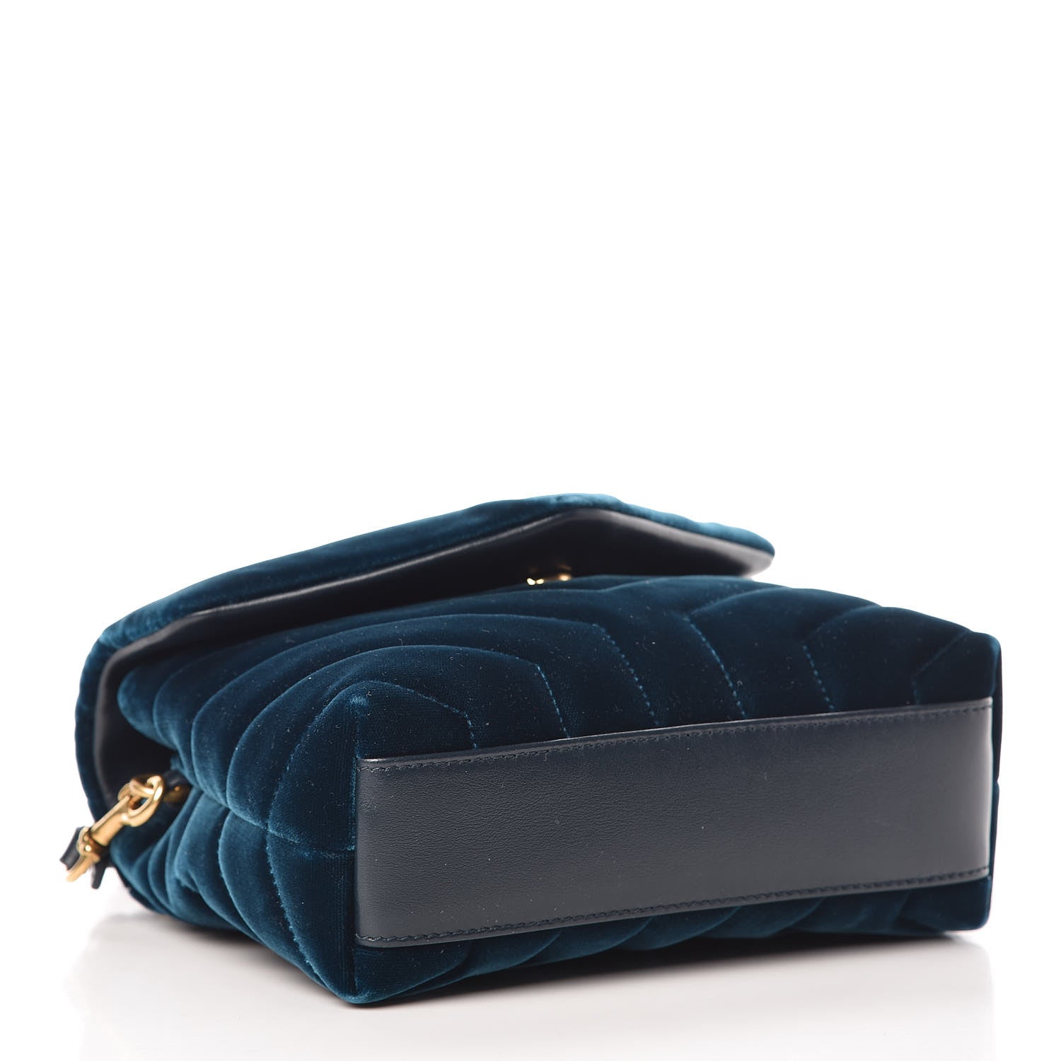 Saint Laurent Velvet Y Quilted Monogram Toy Loulou Chain Satchel Dark Ottanio 4 of 15