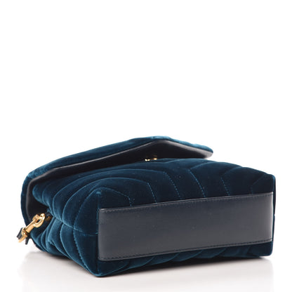 Saint Laurent Velvet Y Quilted Monogram Toy Loulou Chain Satchel Dark Ottanio 4 of 15