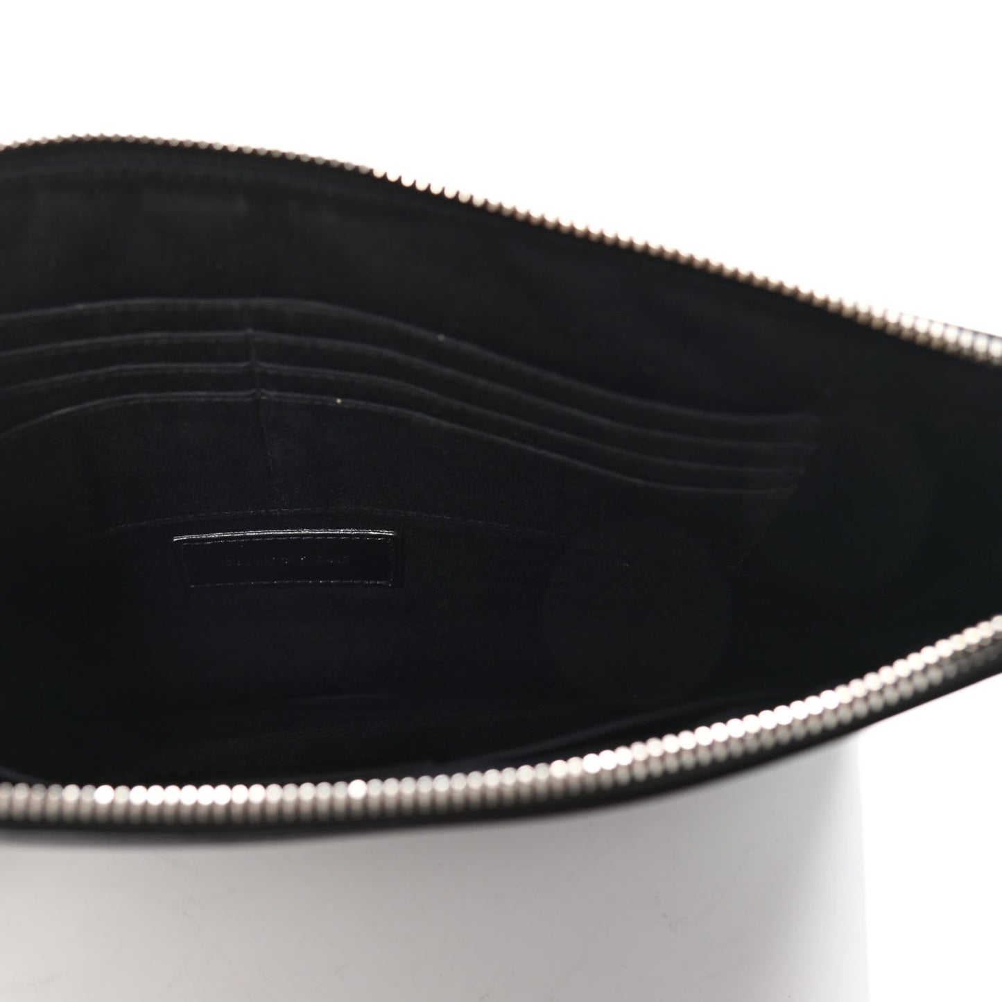 Calfskin Medium Zip Clutch Black
