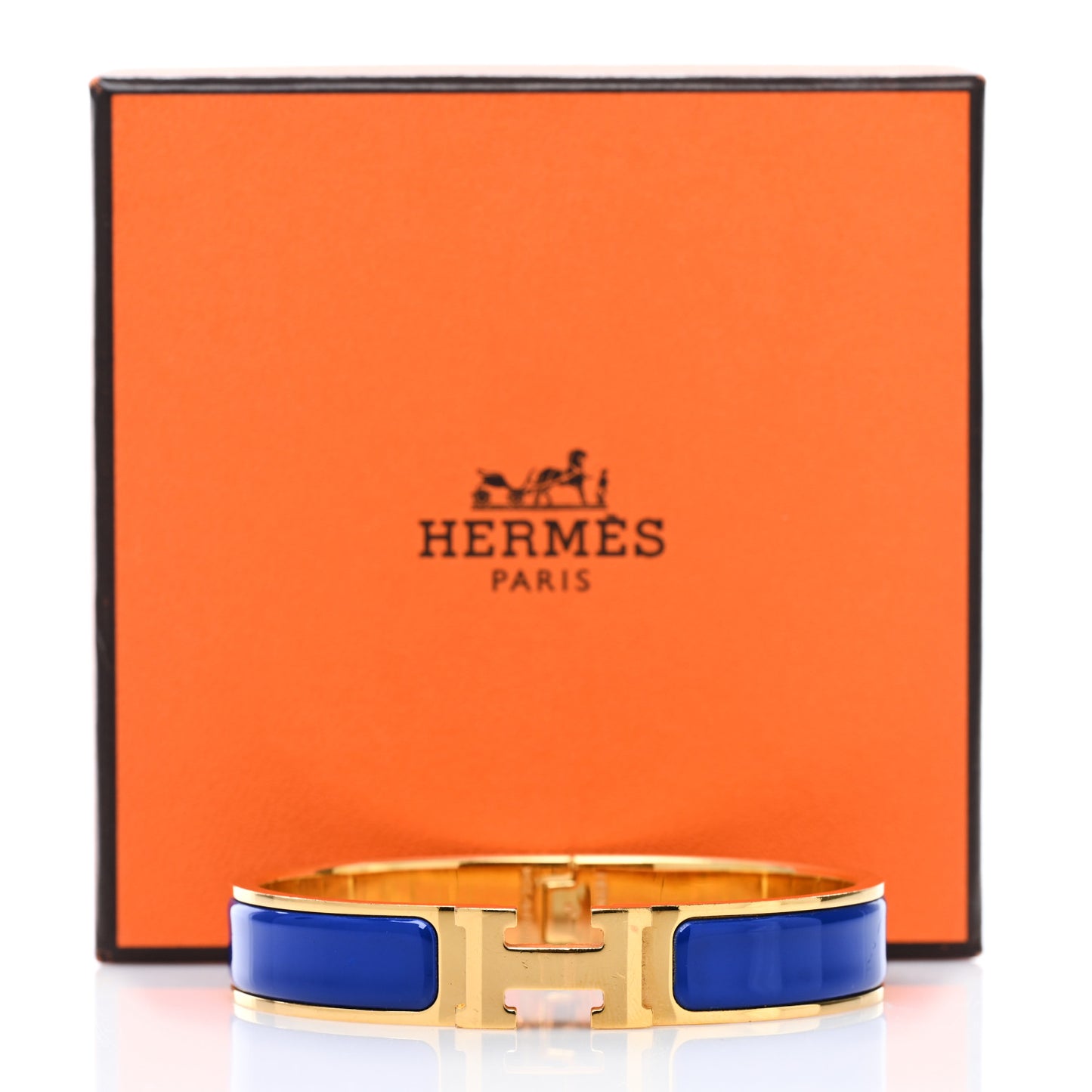 Narrow Enamel Clic Clac H Bracelet GM Bleu Electrique