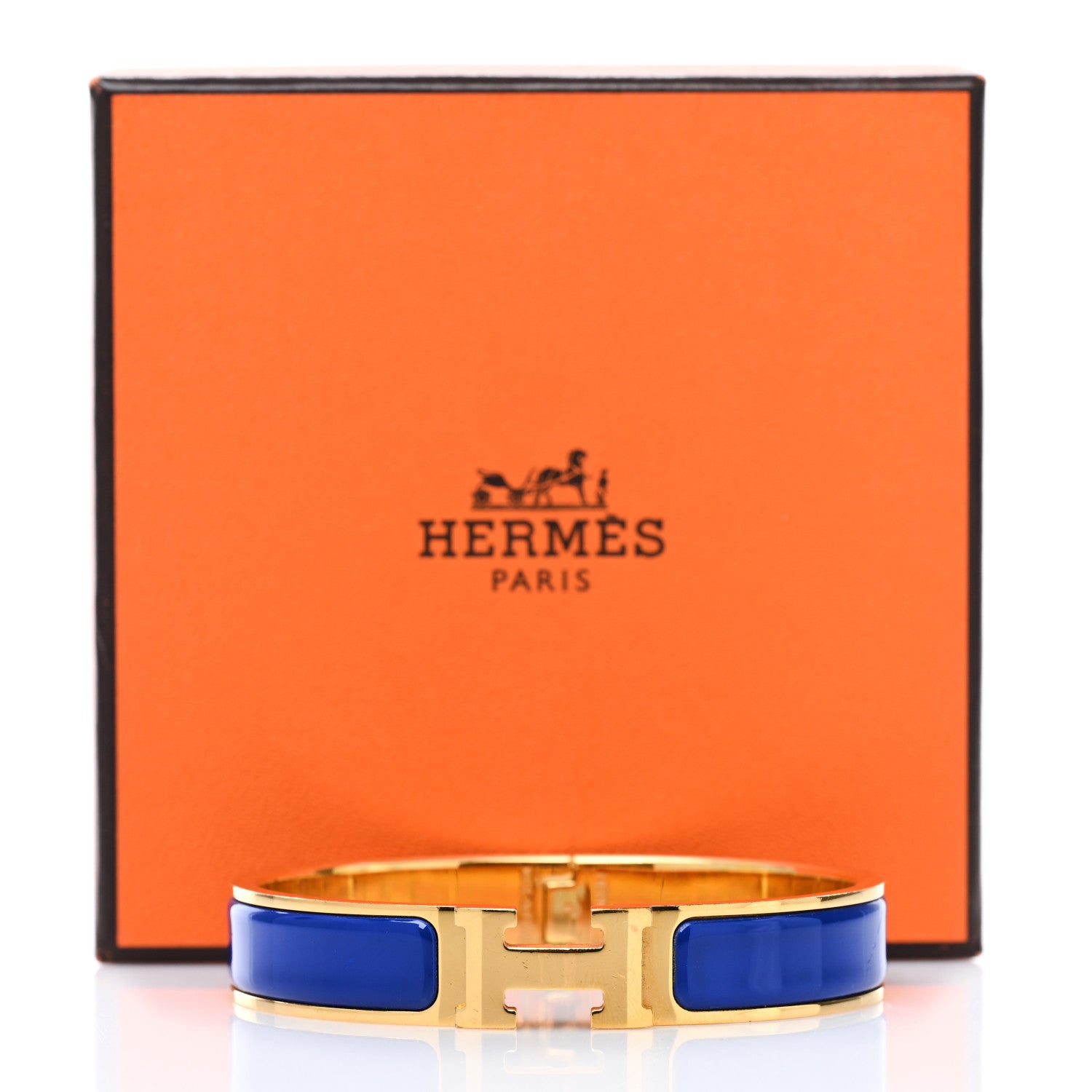 Hermes Narrow Enamel Clic Clac H Bracelet GM Bleu Electrique 5 of 6