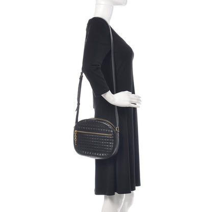 Celine Calfskin Quilted Medium C Charm Bag Black 2 of 9