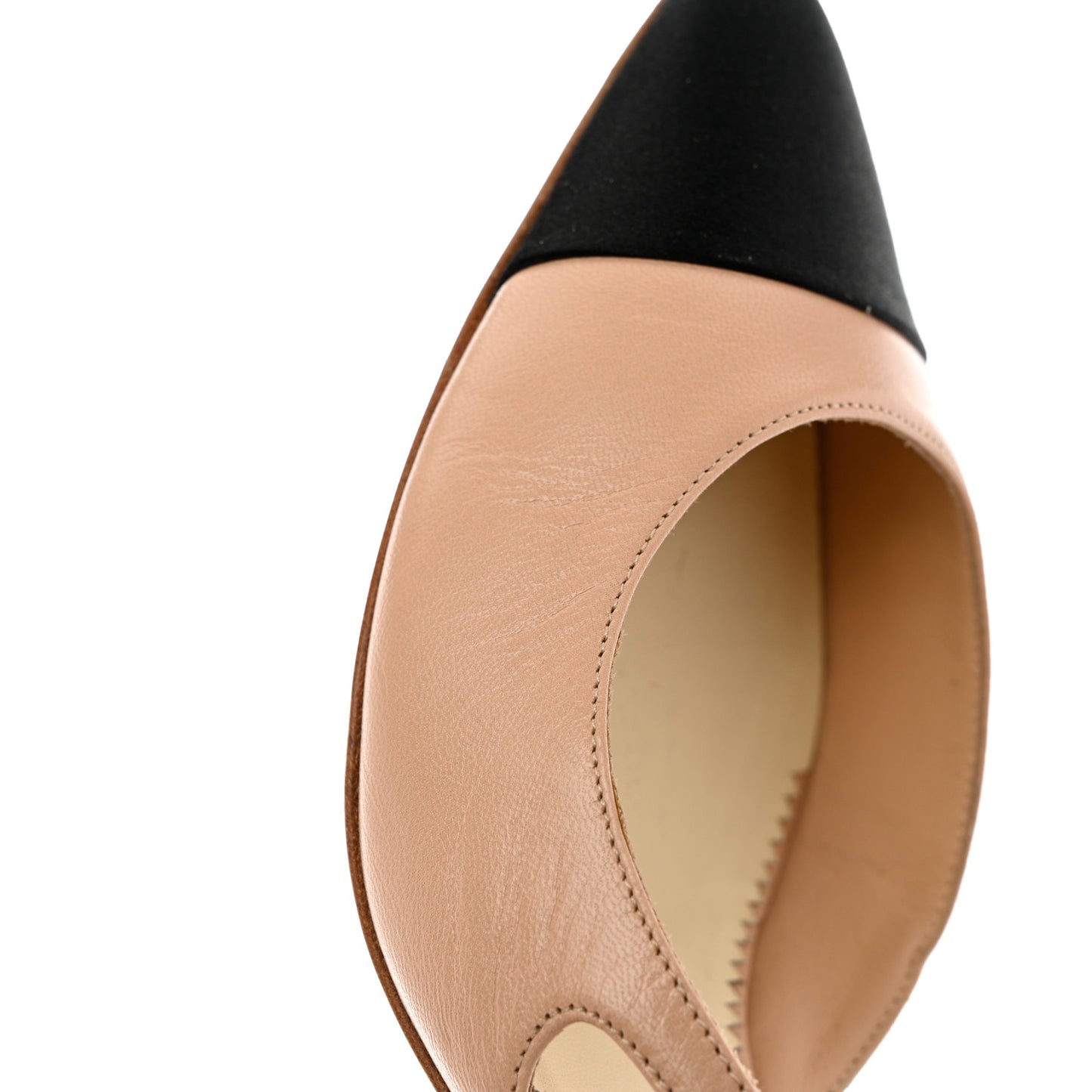 Lambskin Satin Cap Toe CC Slingback Heels 39.5 Beige Black