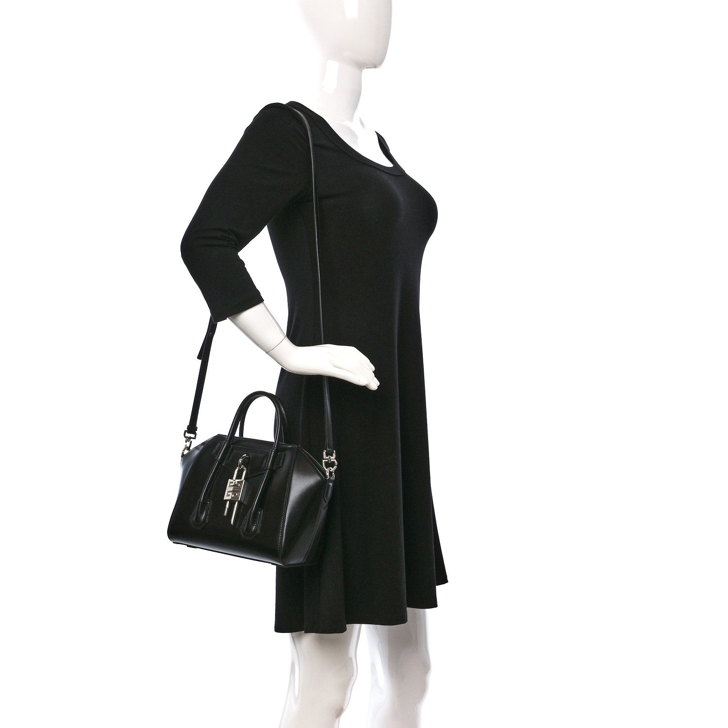 Givenchy Box Calfskin Mini Lock Antigona Shoulder Bag Black 2 of 9