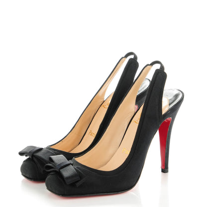 Christian Louboutin Crepe Satin Nooka 100 Pumps 37 Black 3 of 7