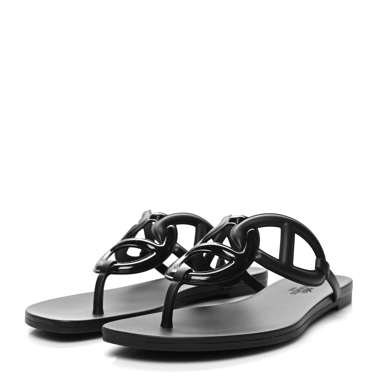 Hermes Rubber Womens Egerie Sandals 38 Black 3 of 9