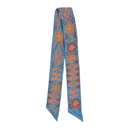 Hermes Silk Kelly En Perles Twilly Bleu Azur Orange 2 of 3
