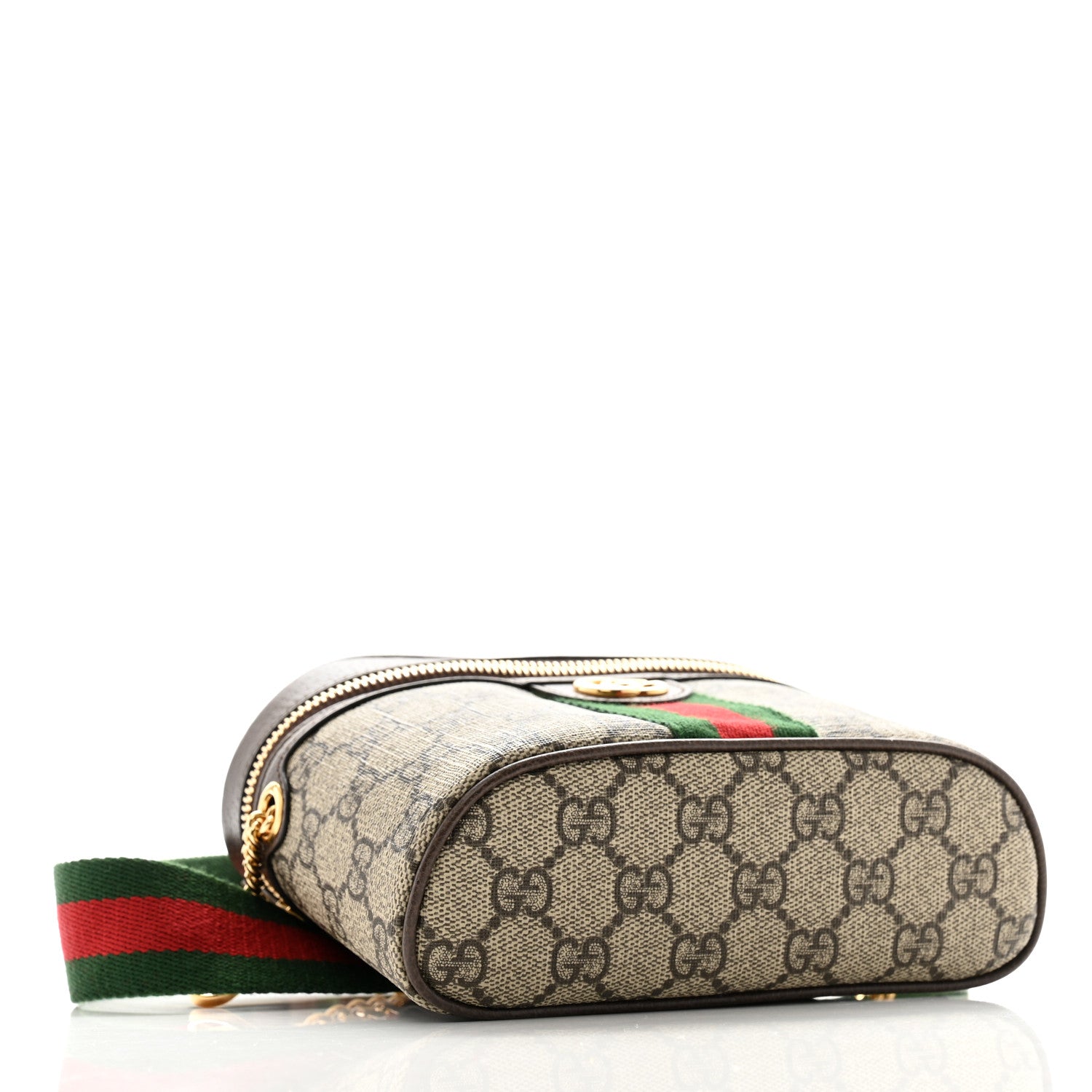 Gucci GG Supreme Monogram Textured Dollar Calfskin Web Ophidia Belt Bag 95 38 Beige Ebony New Acero 4 of 10