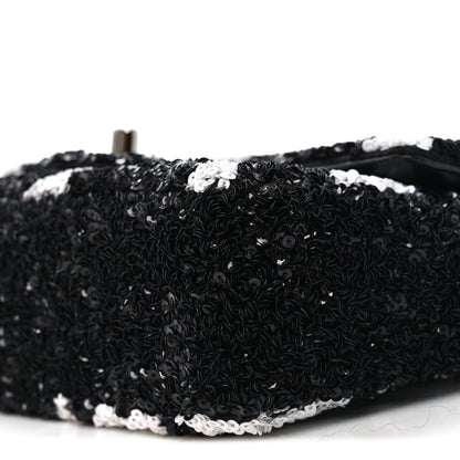 Chanel Sequin Mini Rectangular Flap Black White 10 of 11