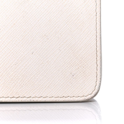 Prada Saffiano Shine Monochrome Mini Flap Crossbody Wristlet Bag Bianco 19 of 20