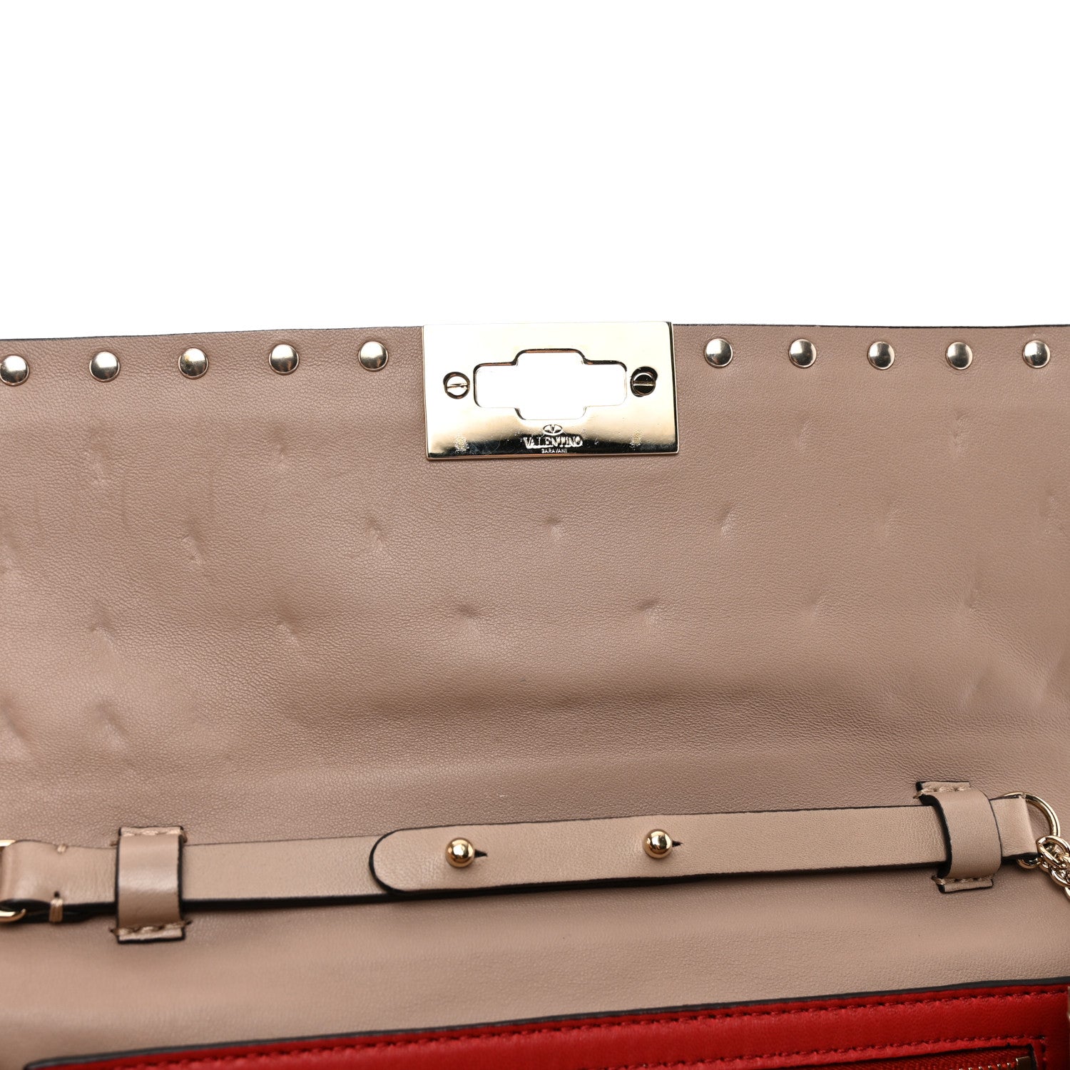 Valentino Garavani Lambskin Rockstud Spike Wallet on Chain Poudre 10 of 12