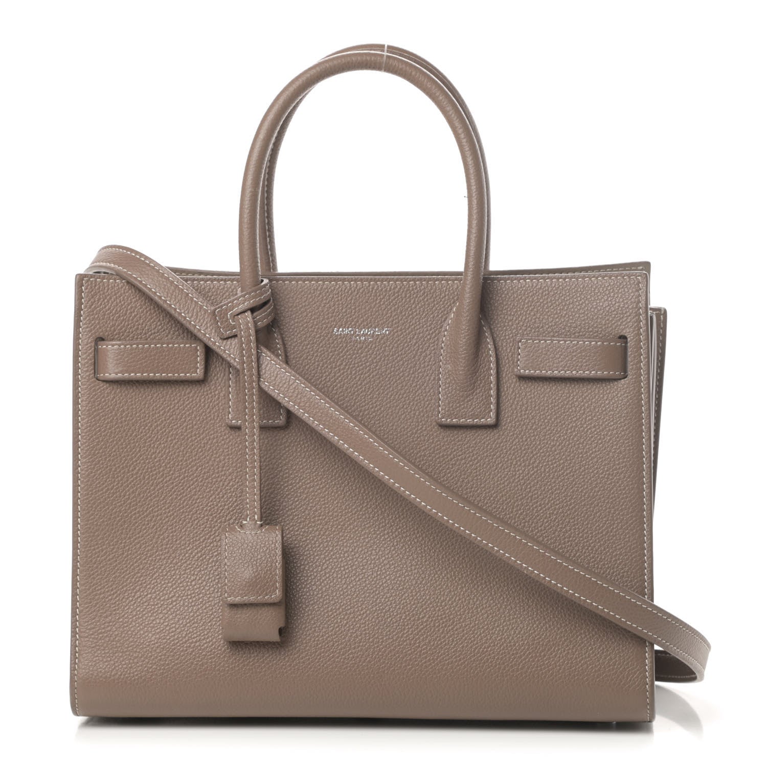 Saint Laurent Grained Calfskin Topstich Baby Sac De Jour Taupe 1 of 21