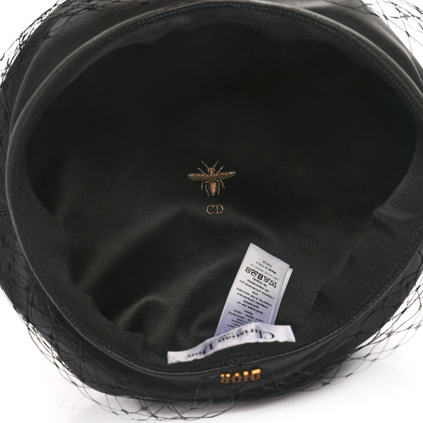 Lambskin Arty Beret Cap with Veil 57 Black