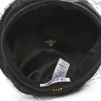 Christian Dior Lambskin Arty Beret Cap with Veil 57 Black 7 of 9