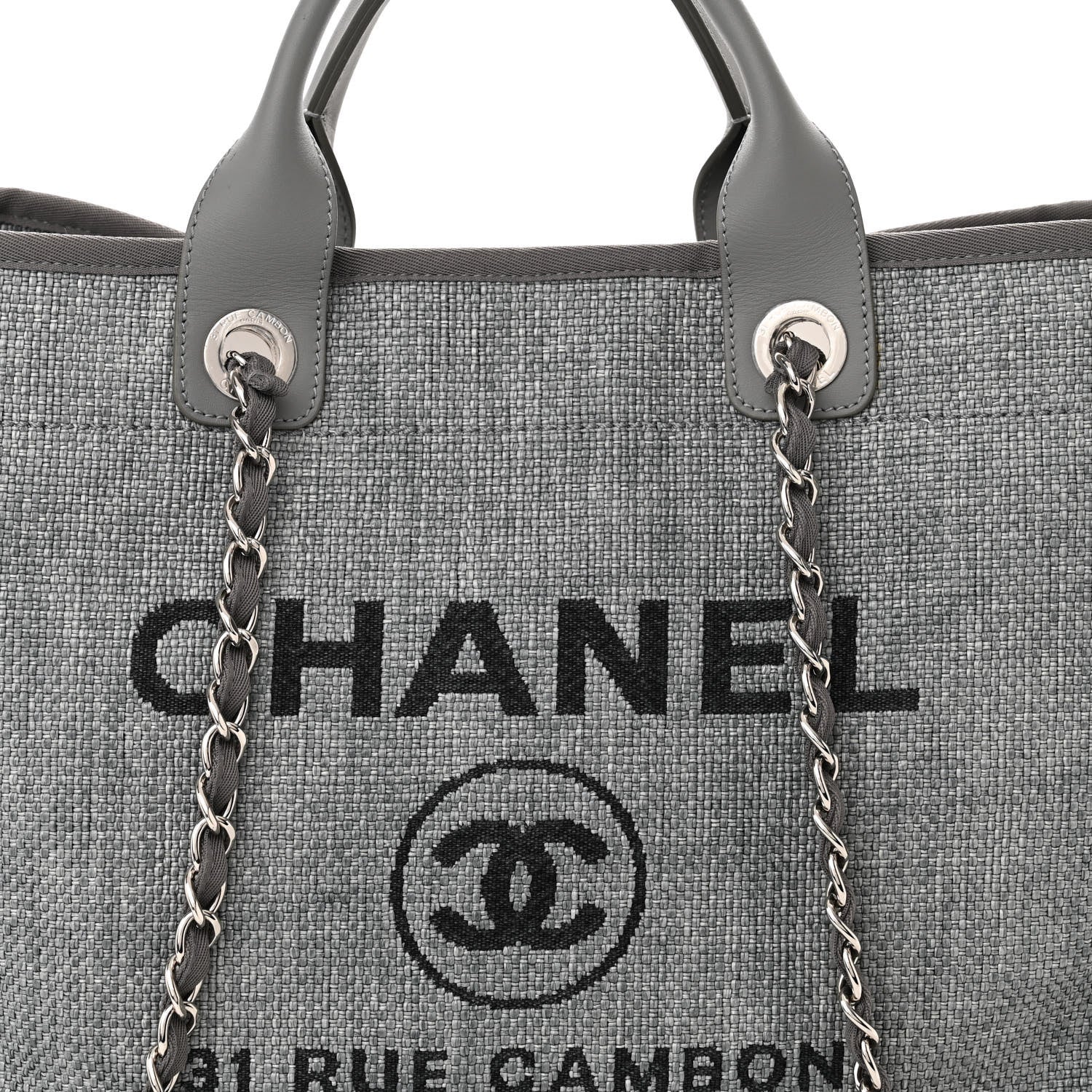Chanel Woven Straw Raffia Large Deauville Tote Grey 8 of 10