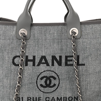 Chanel Woven Straw Raffia Large Deauville Tote Grey 8 of 10