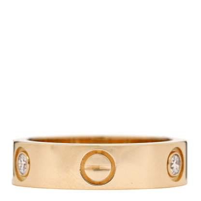 Cartier 18K Yellow Gold 3 Diamond 5.5mm LOVE Ring 56 7.5 3 of 4