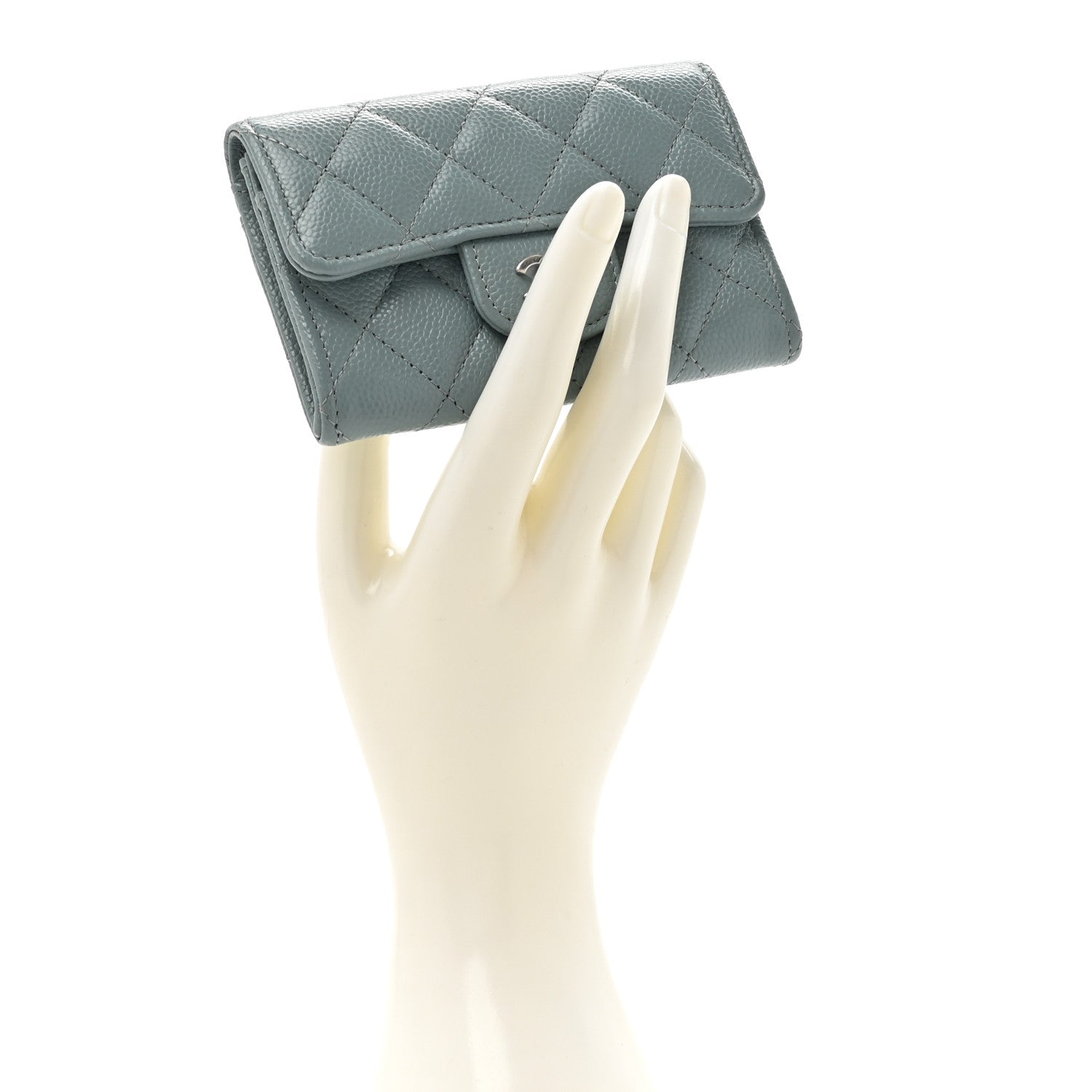 Chanel Caviar Quilted Flap Card Holder Wallet Blue 2 of 8