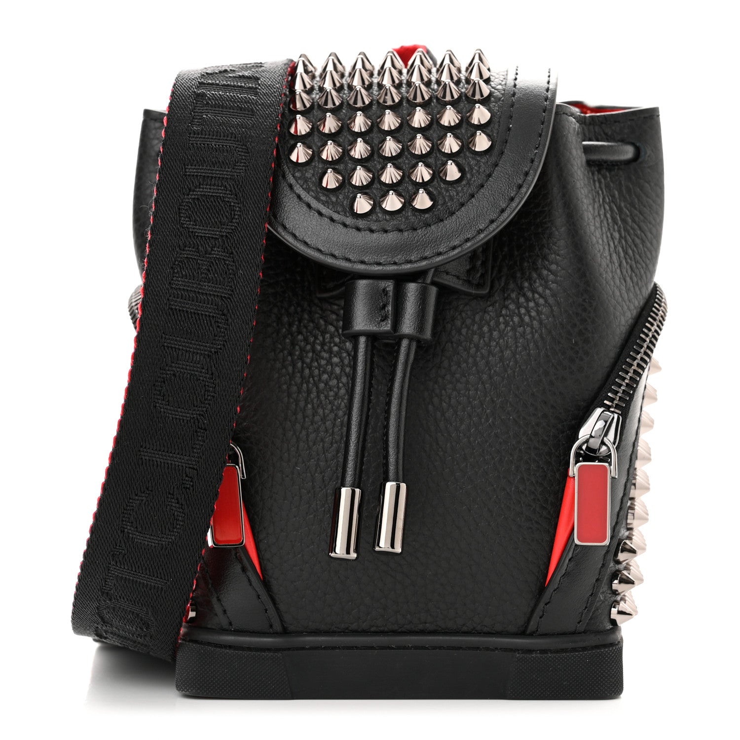 Christian Louboutin Calfskin Spiked Mini Explorafunk Keyring Bag Black 1 of 10