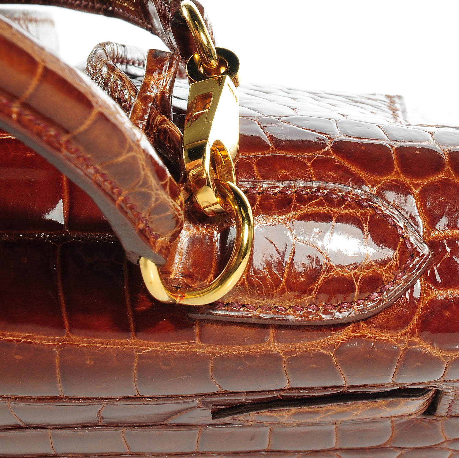 Hermes Shiny Porosus Crocodile Kelly Sellier 32 Miel 6 of 30