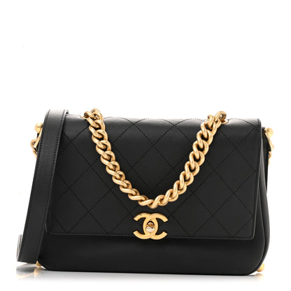 Chanel Calfskin Stitched Flap Black 1 of 15