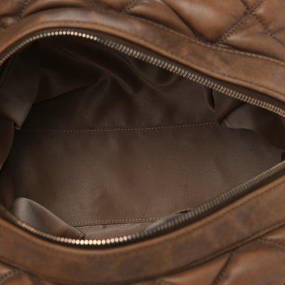 Chanel Calfskin Bubble Quilt Bowler Brown 5 of 28