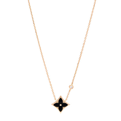Louis Vuitton 18K Yellow Gold Diamond Black Onyx Color Blossom BB Star Pendant Necklace 1 of 6
