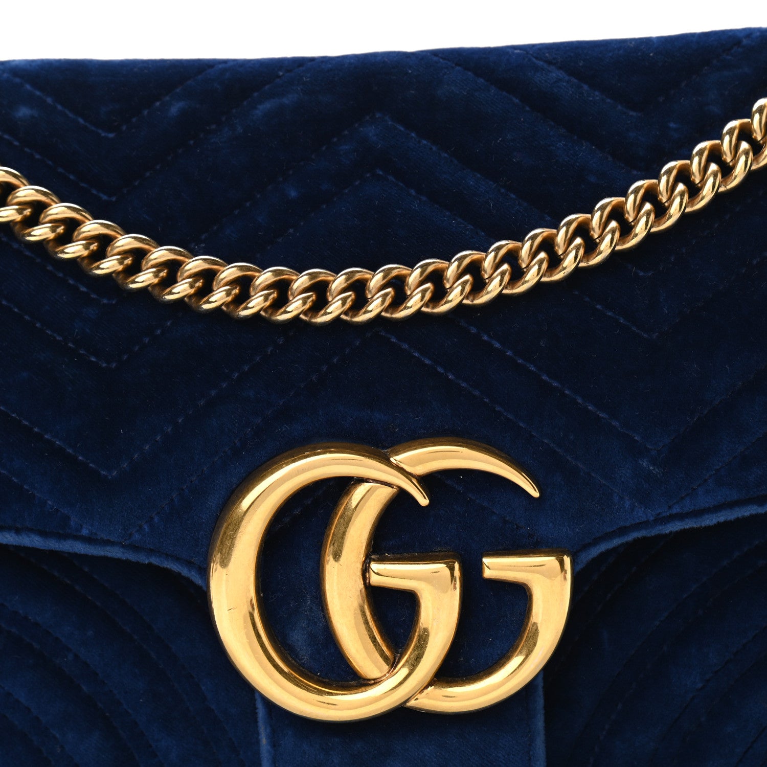 Gucci Velvet Matelasse Medium GG Marmont Shoulder Bag Cobalt Blue 8 of 14