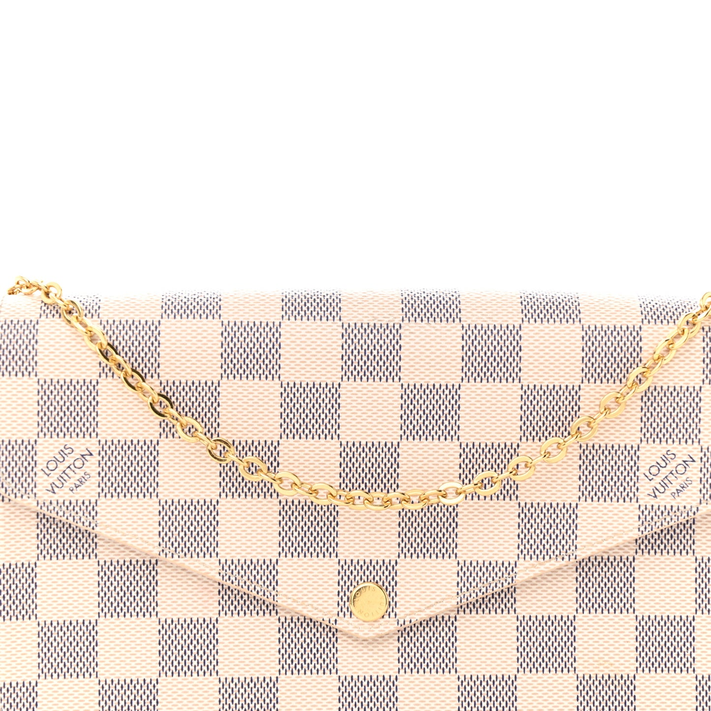 Damier Azur Pochette Felicie Chain Wallet Rose Ballerine
