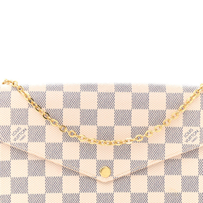 Louis Vuitton Damier Azur Pochette Felicie Chain Wallet Rose Ballerine 8 of 12