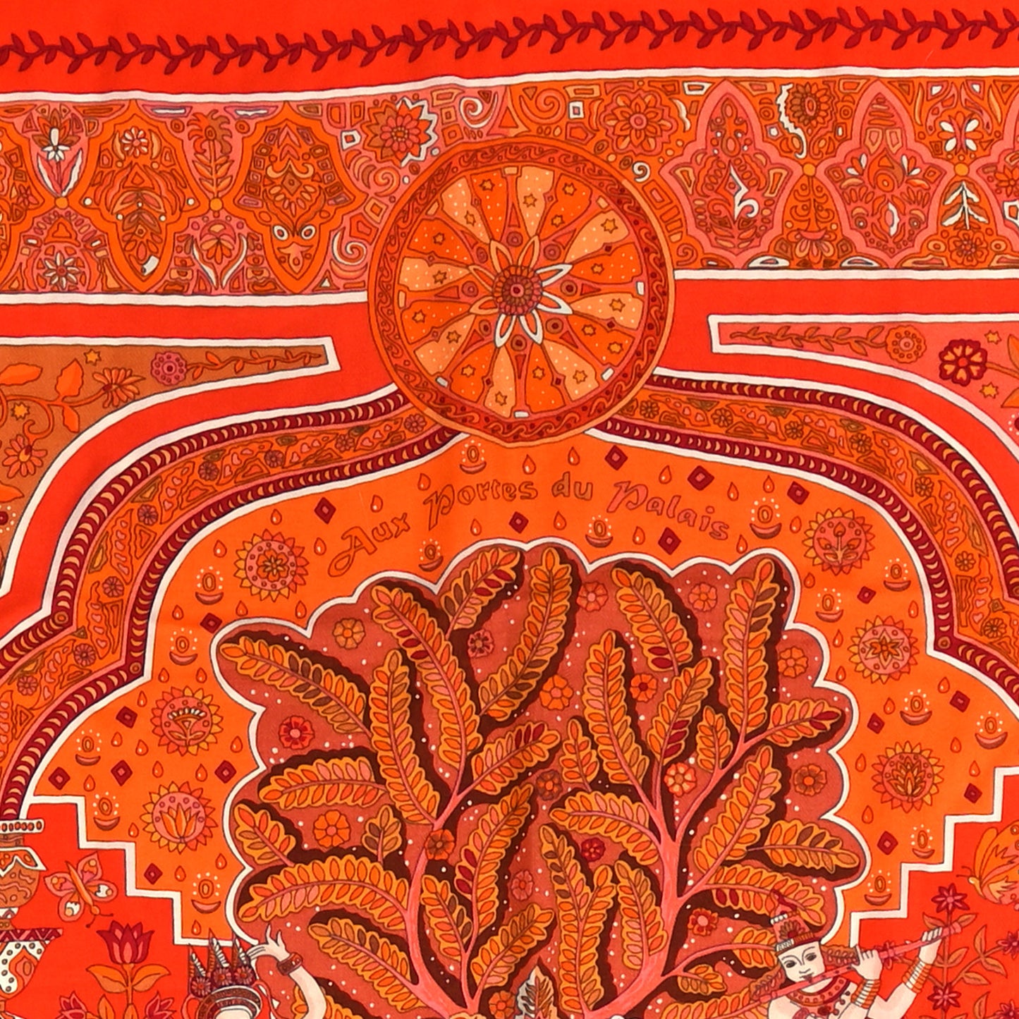 Cashmere Silk Aux Portes du Palais Shawl 140 Capucine Orange Corail