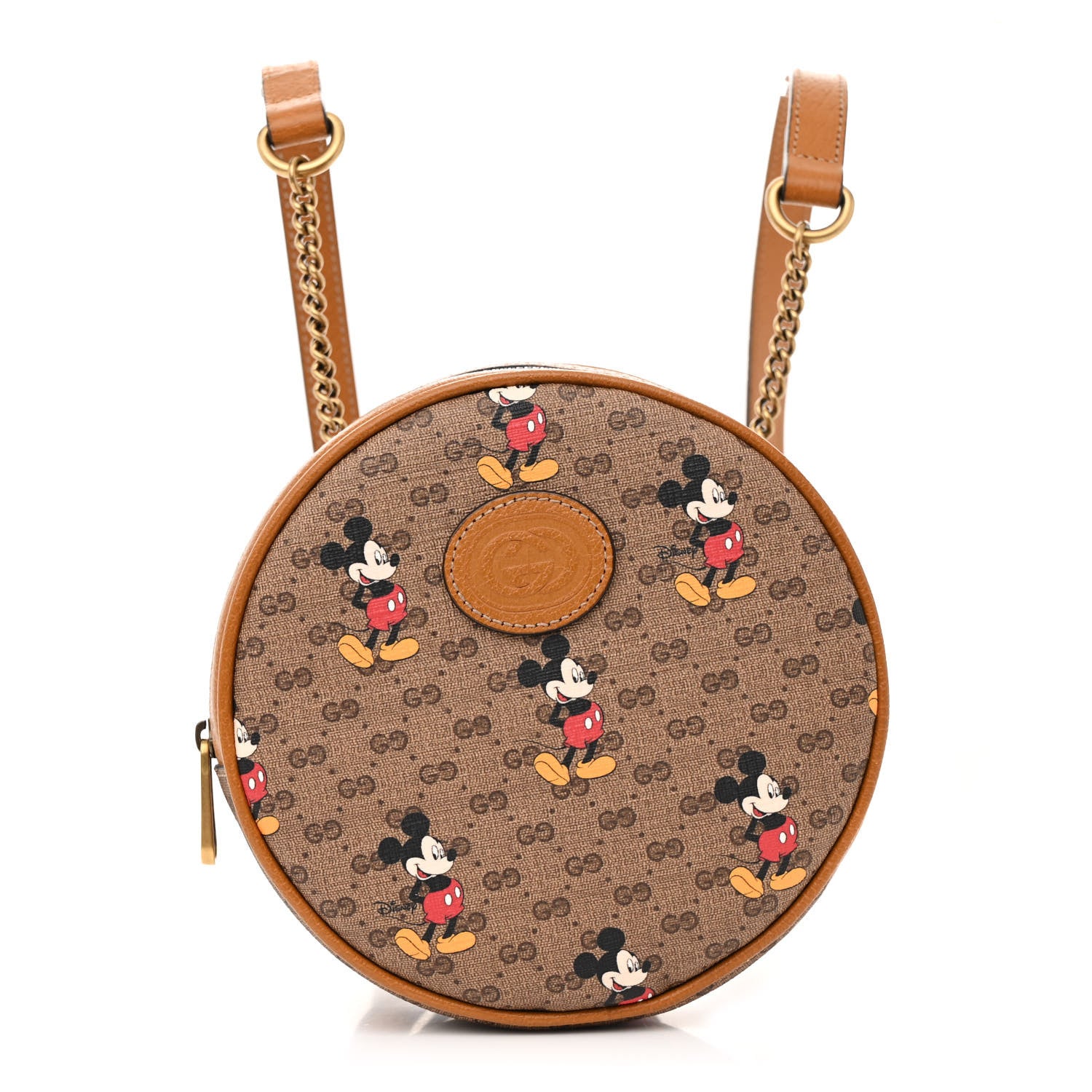Gucci X DISNEY Mini Vintage GG Supreme Monogram Mickey Mouse Round Backpack Beige Vintage Sun Oil 1 of 11