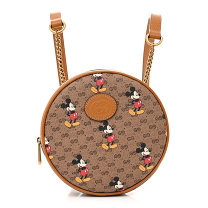 Gucci X DISNEY Mini Vintage GG Supreme Monogram Mickey Mouse Round Backpack Beige Vintage Sun Oil 1 of 11