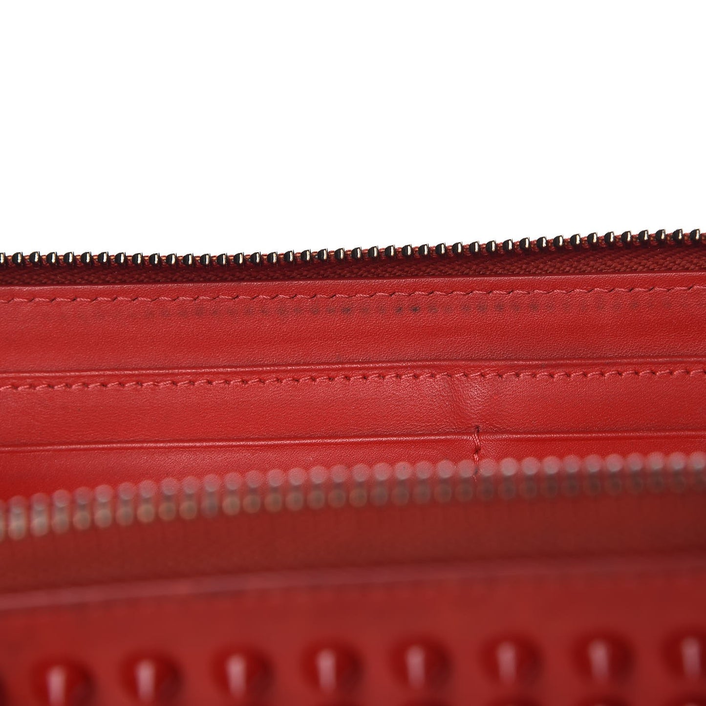 Calfskin Panettone Spiked Zip Around Wallet Rouge De Mars