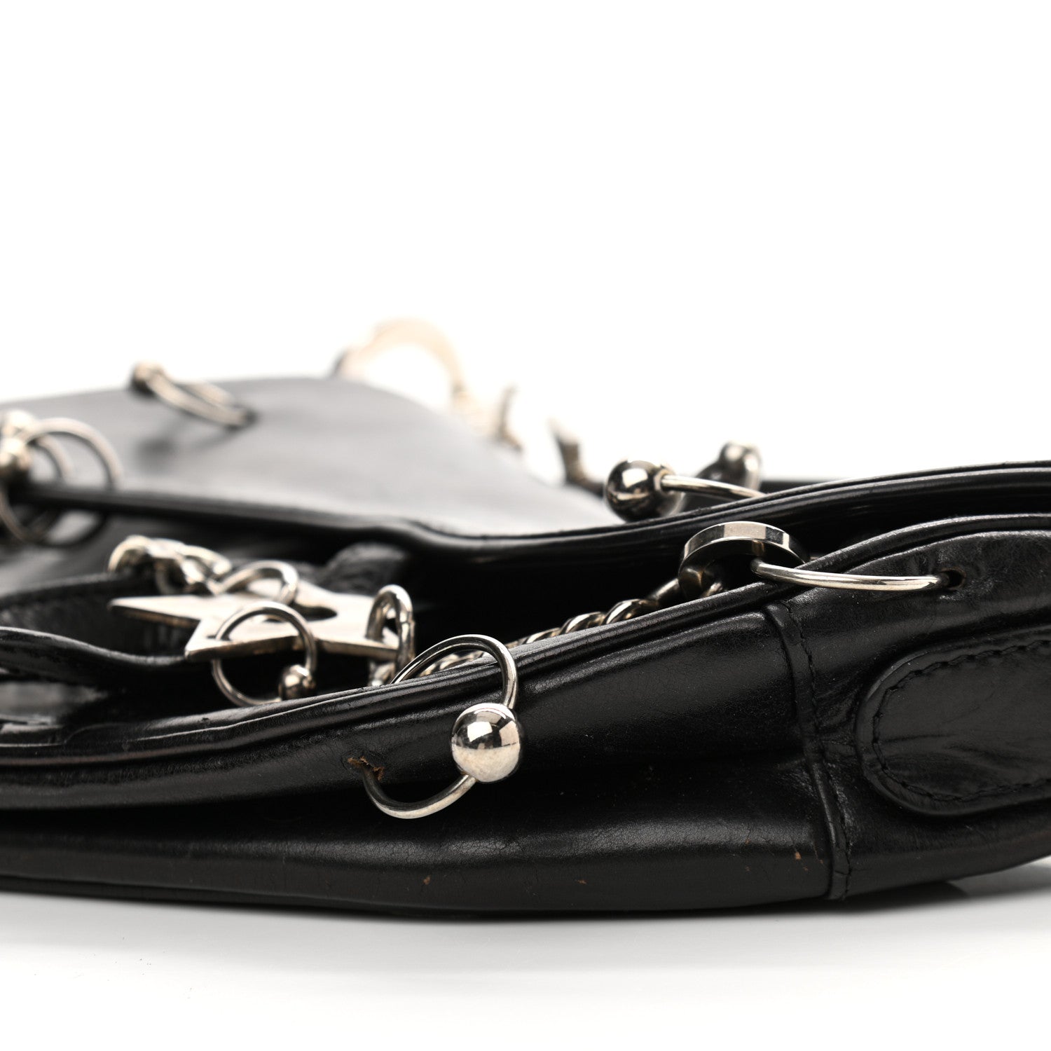 Christian Dior Calfskin Hardcore Pierced Saddle Bag Black 9 of 21