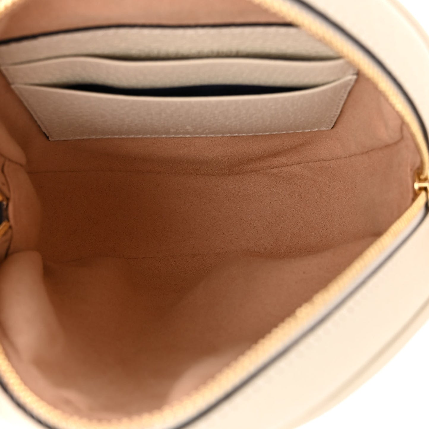 Textured Calfskin Web Mini Ophidia Round Backpack Mystic White