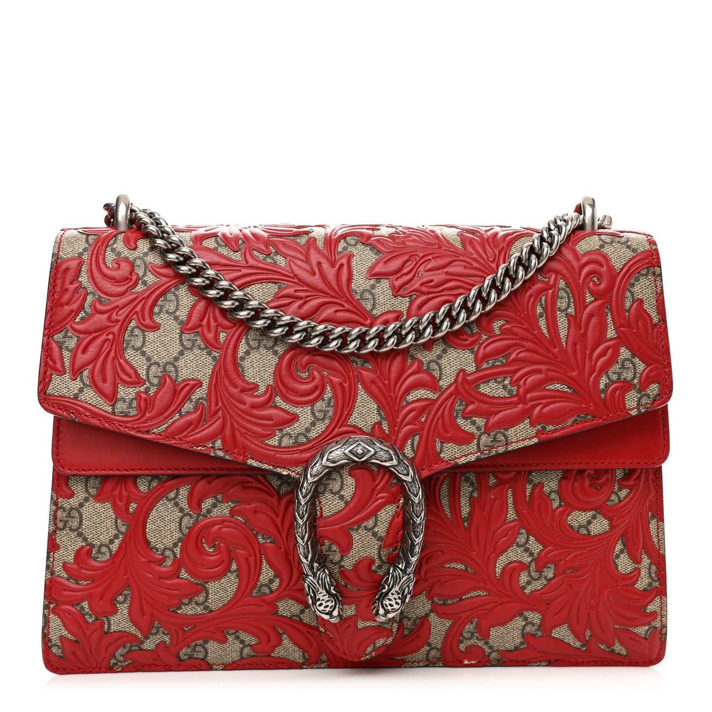 GG Supreme Monogram Arabesque Medium Dionysus Shoulder Bag Hibiscus Red