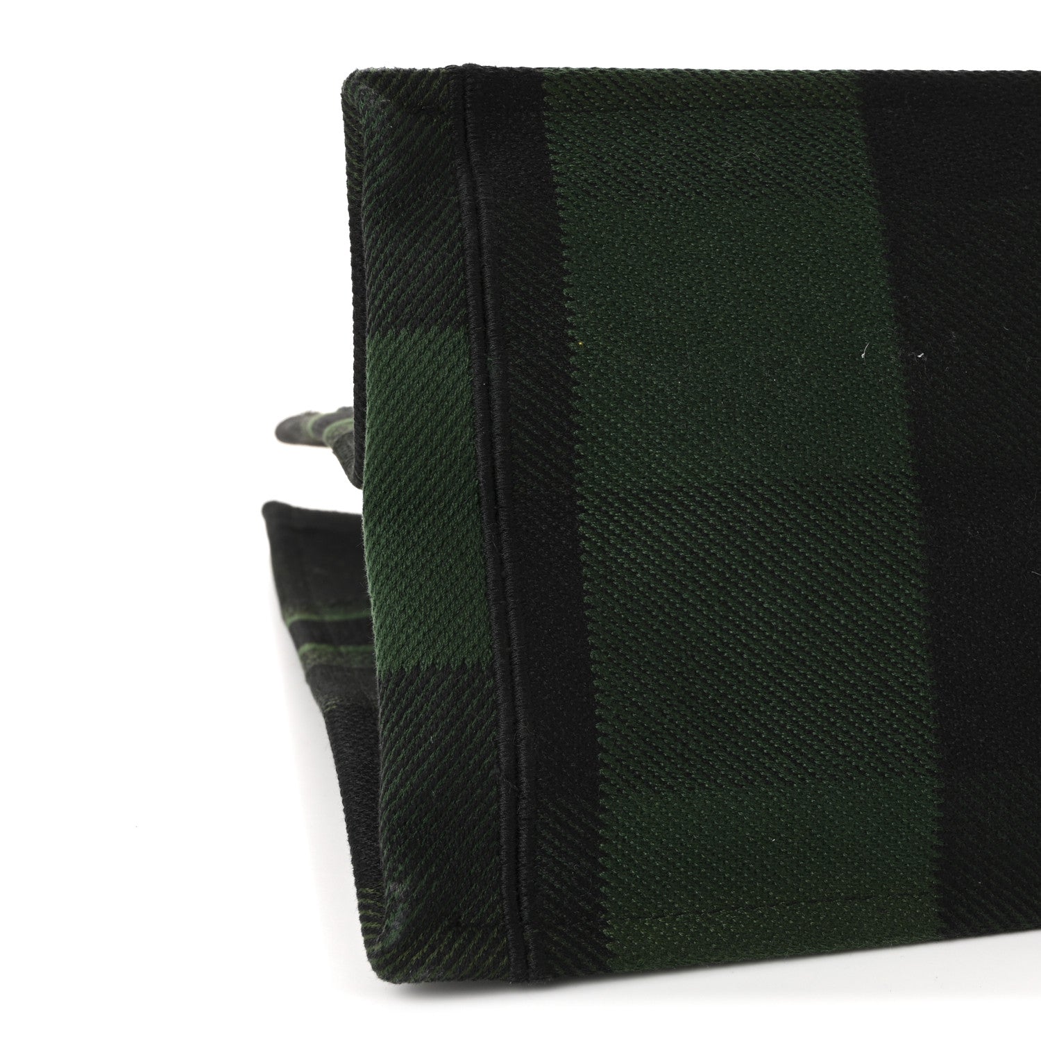 Christian Dior Canvas Embroidered Checkered Book Tote Black Green 9 of 10