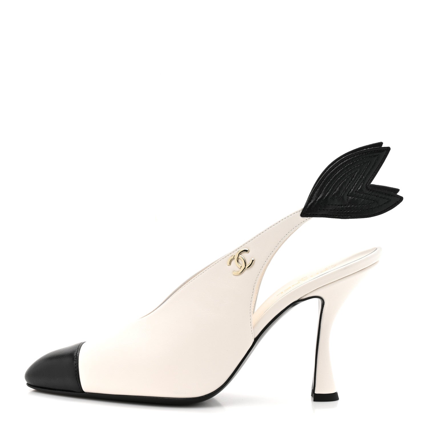 Chanel Lambskin Slingback Pumps 40 White Black 1 of 10