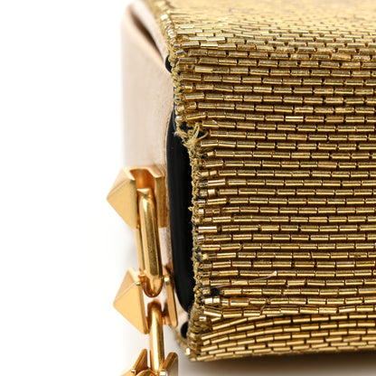 Valentino Garavani Metallic Calfskin Beaded Rockstud Evening Clutch Antique Bronze 11 of 13