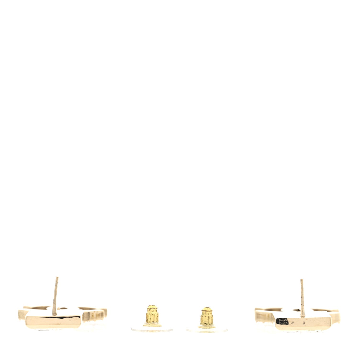 Chanel Metal Crystal Square CC Drop Earrings Gold 2 of 4