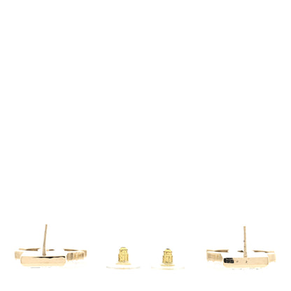 Chanel Metal Crystal Square CC Drop Earrings Gold 2 of 4