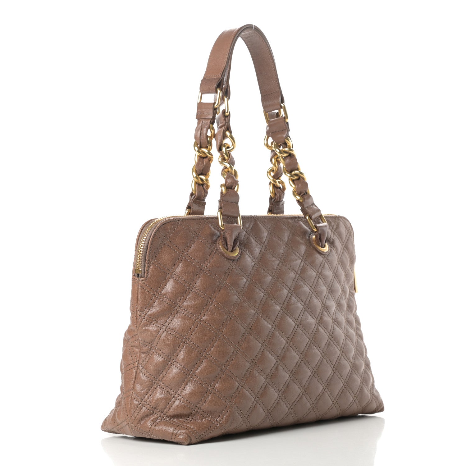 Marc Jacobs Lacquered Goatskin Quilted Karlie Satchel Brown 3 of 12