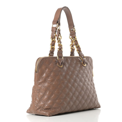 Marc Jacobs Lacquered Goatskin Quilted Karlie Satchel Brown 3 of 12