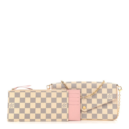 Louis Vuitton Damier Azur Pochette Felicie Chain Wallet Rose Ballerine 1 of 10
