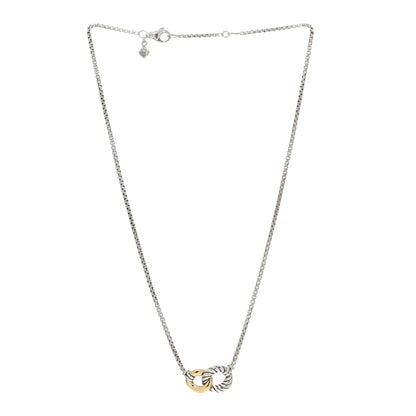 David Yurman Sterling Silver 18K Yellow Gold Belmont Pendant Necklace 3 of 4